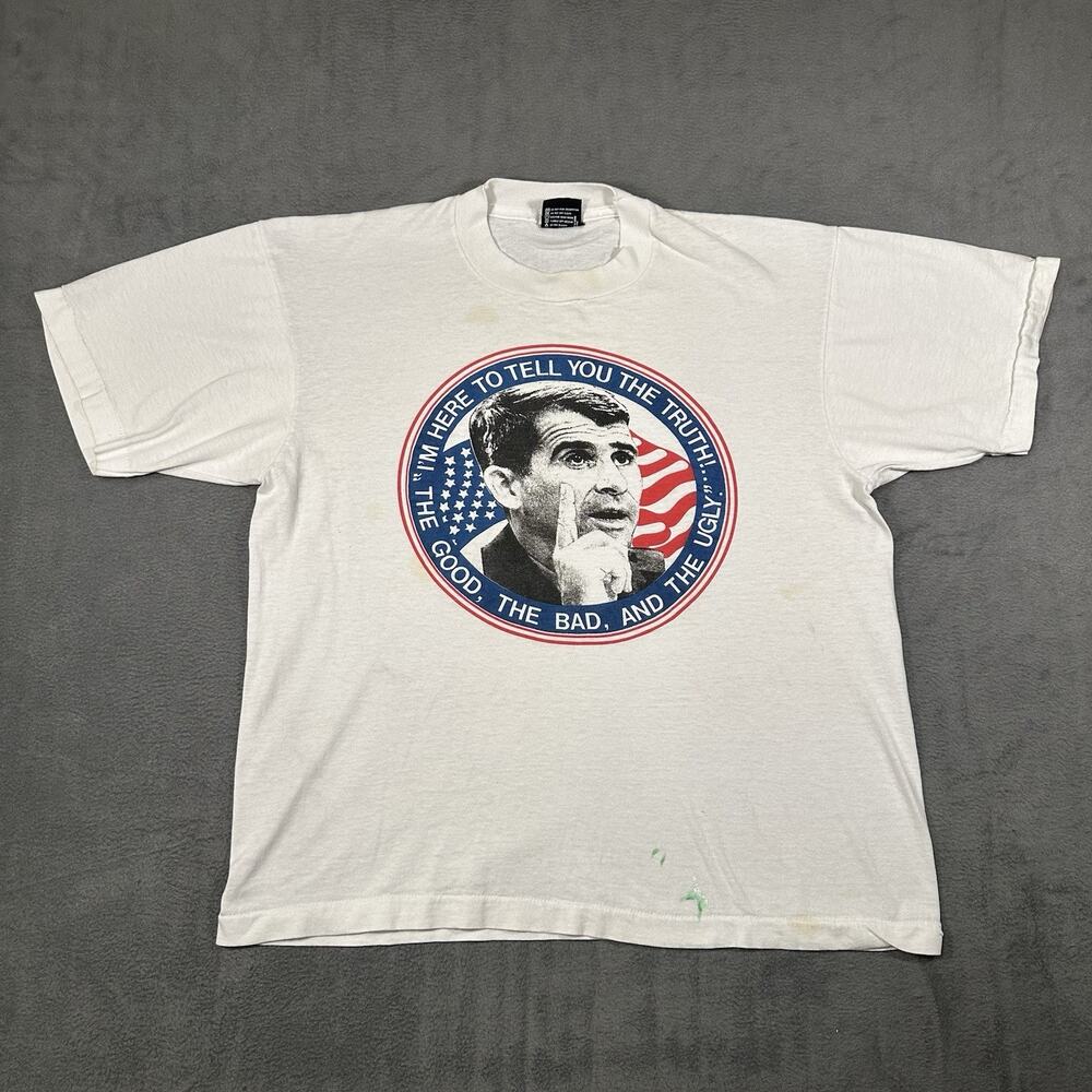 VTG 80s Oliver North I'm Here To Tell You The Truth Men's T-Shirt White Sz Large